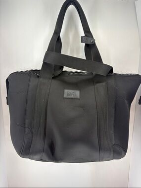 Dagne Dover Black Neoprene Duffel Tote with Top Handles